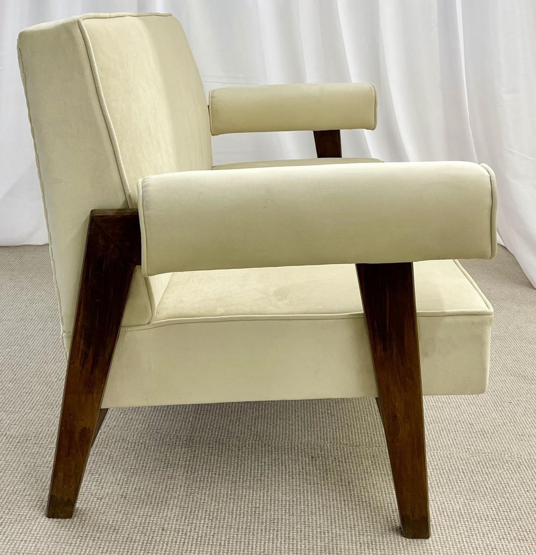 Authentic Pierre Jeanneret Upholstered Bridge Sofa, Mid-Century Modern, Markings - 9