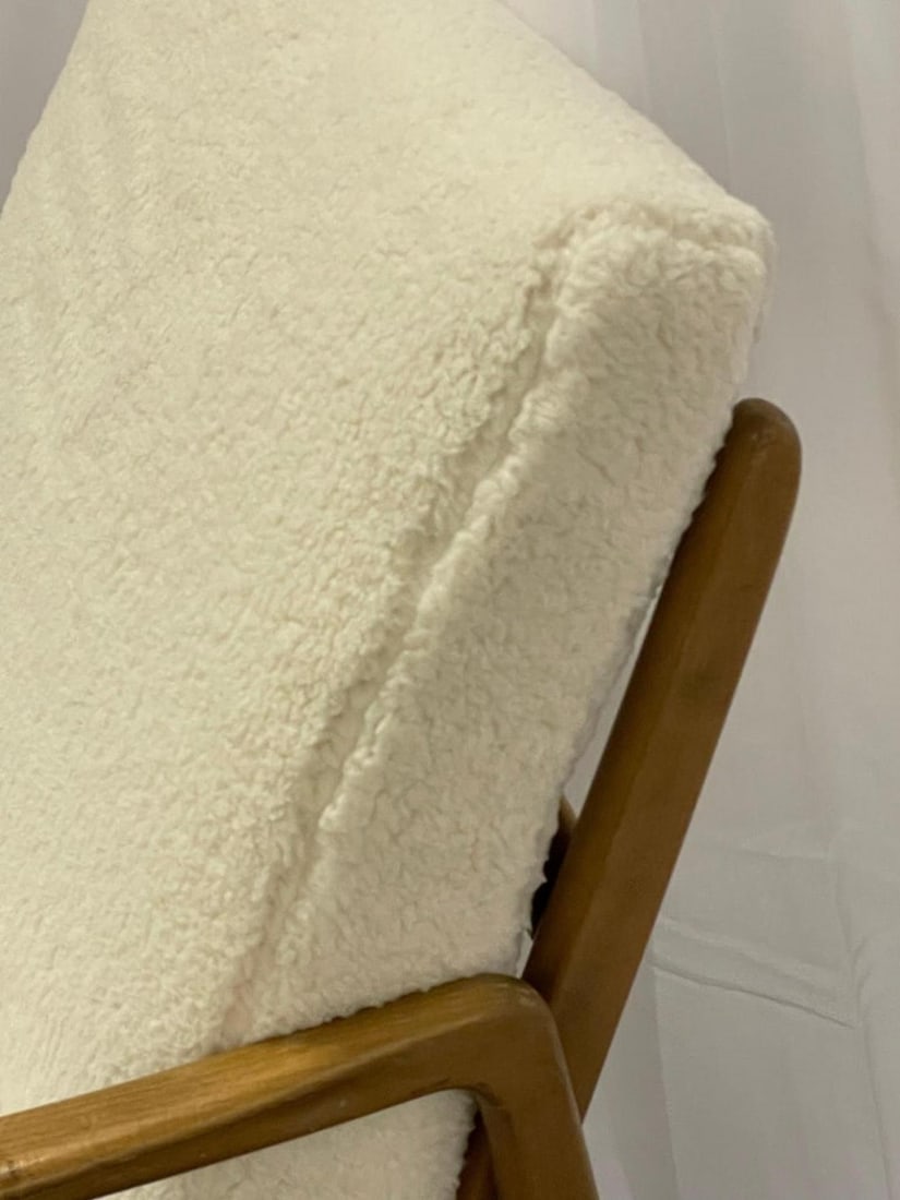 France and Daverkosen Teak Armchairs, Mid-Century Modern in Sherpa Style Fabric - 3