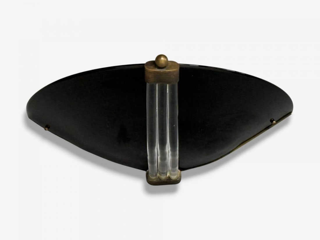 Italian Modern, Black Murano Glass, Brass, Large Sconces, Italy, 1930s - 8
