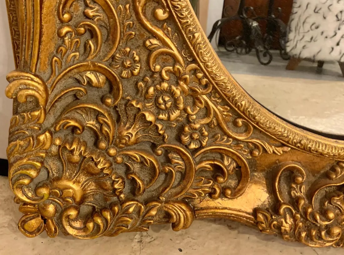 Pair of French Style Wall, Console or Pier Mirrors. Gilt Gesso and Wooden. - 9