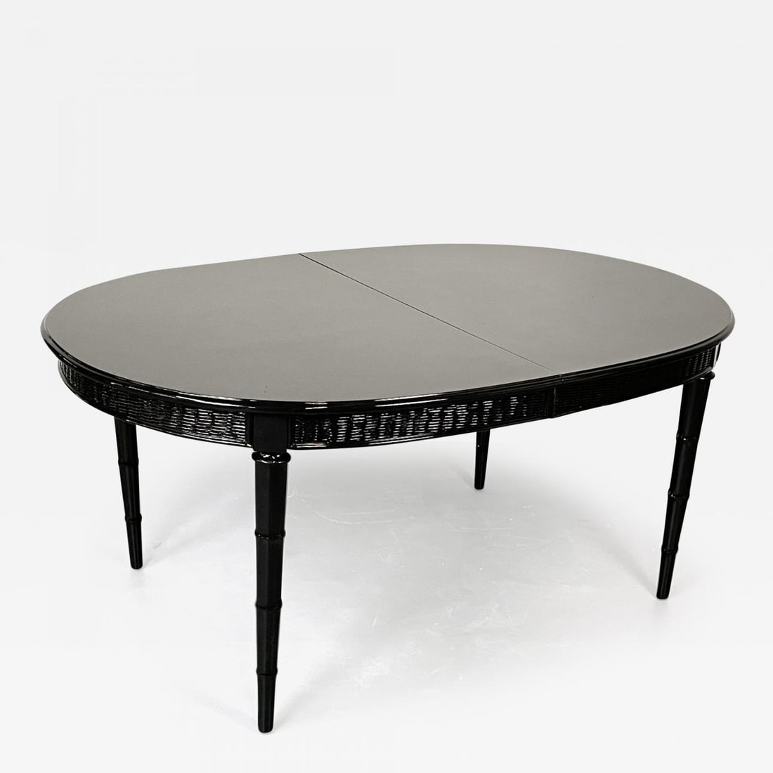 Faux Bamboo and Wicker Dining Table, Ebony, American of Martinsville - 2