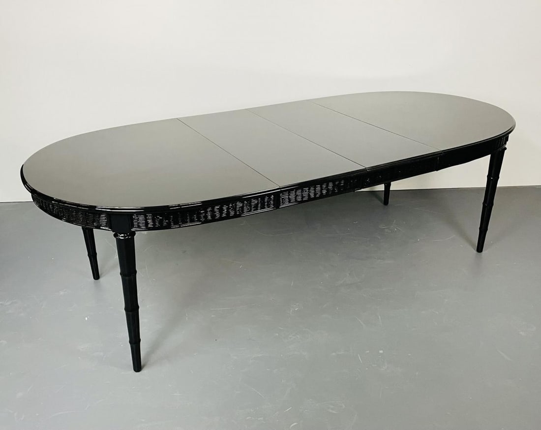 Faux Bamboo and Wicker Dining Table, Ebony, American of Martinsville - 6