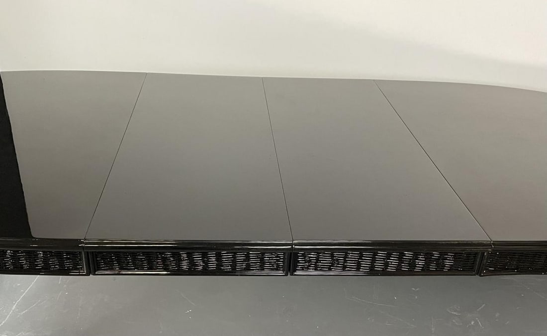 Faux Bamboo and Wicker Dining Table, Ebony, American of Martinsville - 7