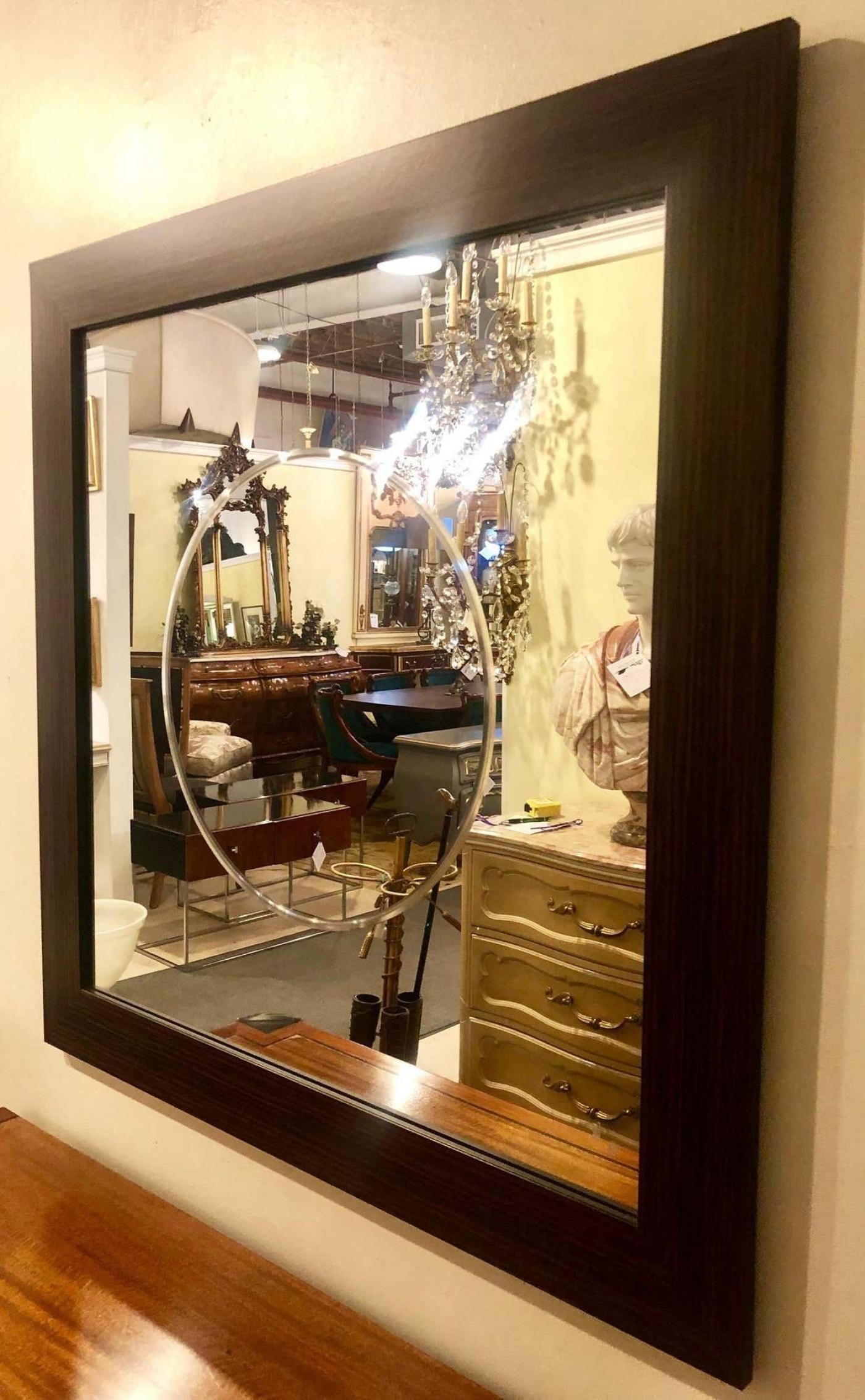 Pair of Square Maccasar Faux Art Deco Style Wall / Console Mirror - 11