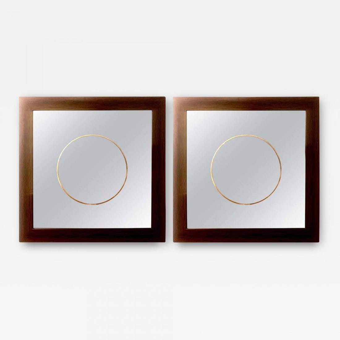 Pair of Square Maccasar Faux Art Deco Style Wall / Console Mirror (1 of 12)