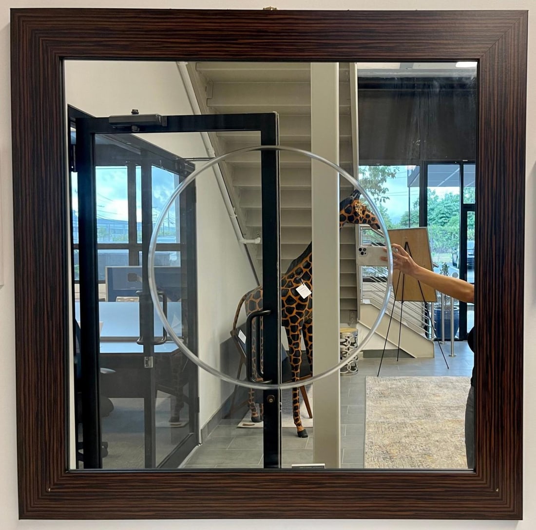 Pair of Square Maccasar Faux Art Deco Style Wall / Console Mirror - 3