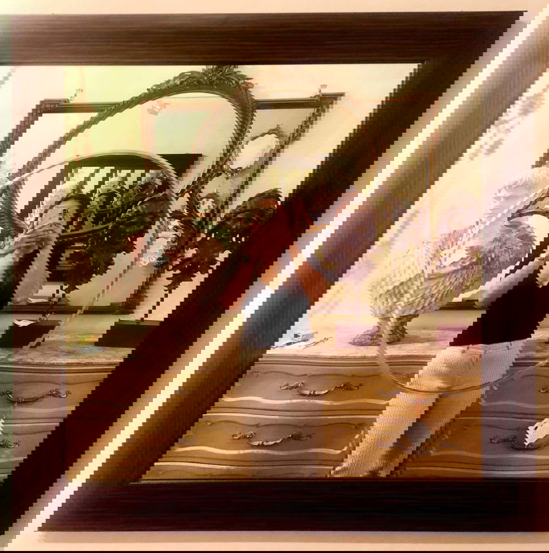 Pair of Square Maccasar Faux Art Deco Style Wall / Console Mirror - 4