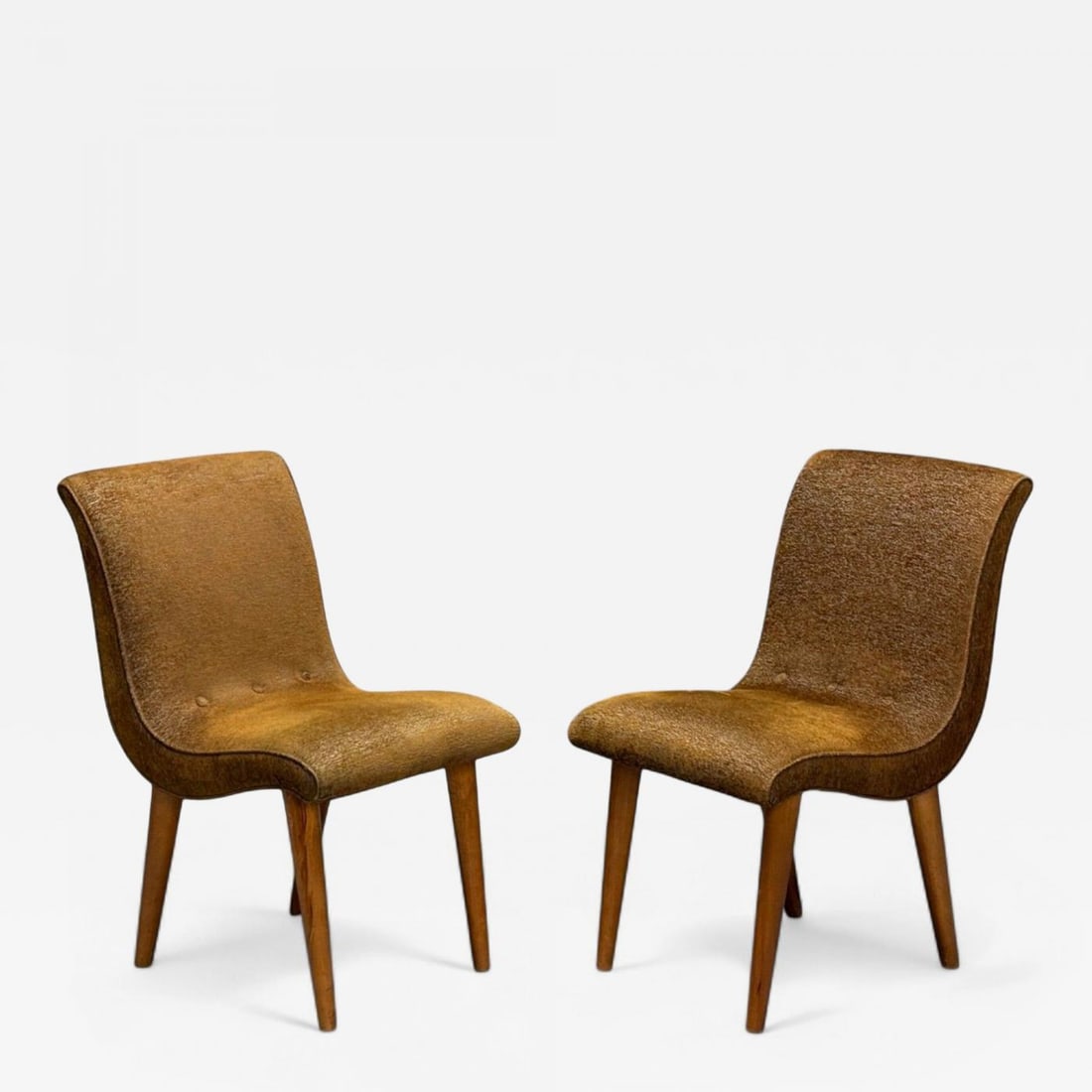 Jens Risom attr., Mid-Century Modern, Side Chairs, Walnut, Fabric, USA, 1940s (1 of 10)