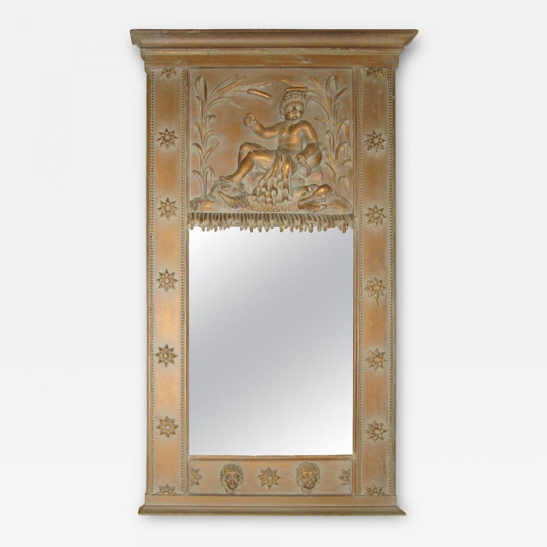 Swedish Style Wall Console Mirror Depicting a Cherub (1 of 7)