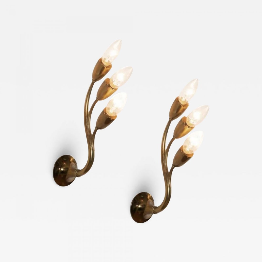 Gio Ponti Attr., Italian Mid-Century Modern, Wall Sconces, Brass, Flower Shape (1 of 12)