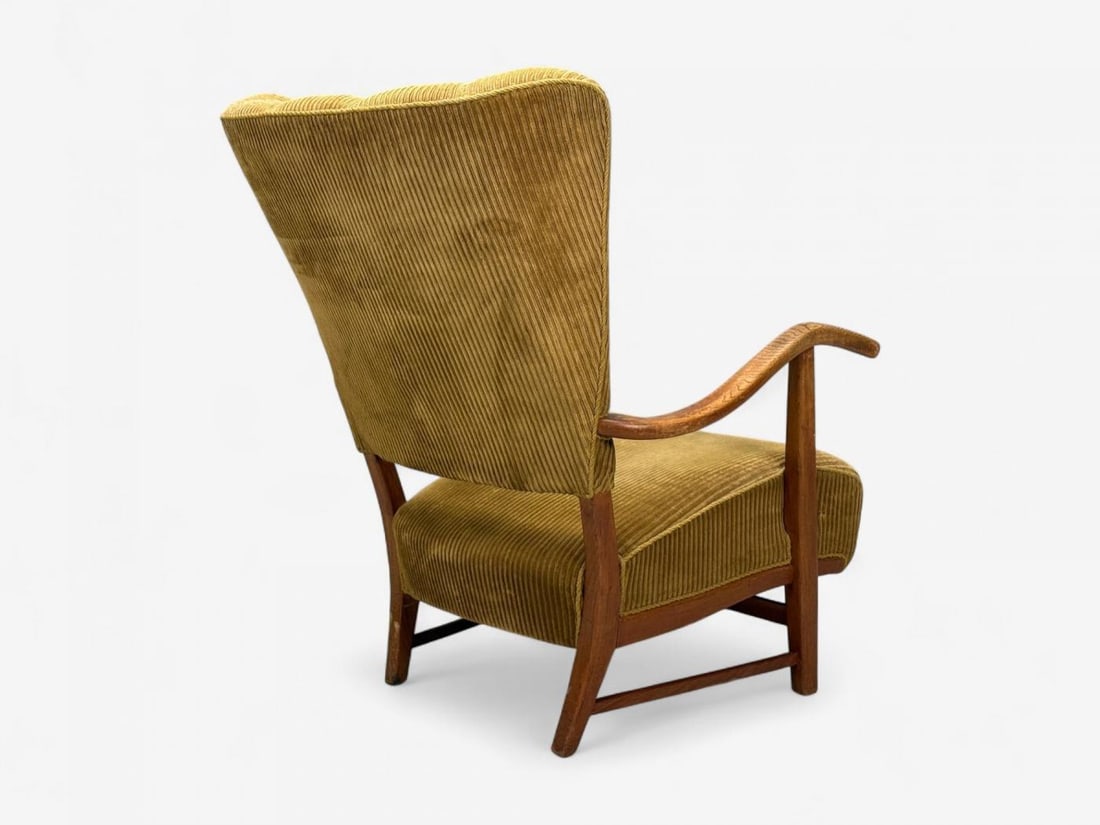 Frits Henningsen, Danish Modern, Corduroy, Wood, Lounge Chair, Denmark, 1940s - 10