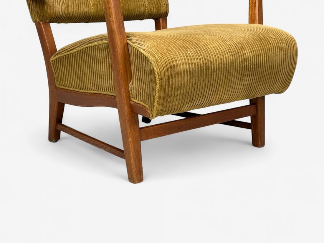 Frits Henningsen, Danish Modern, Corduroy, Wood, Lounge Chair, Denmark, 1940s - 13