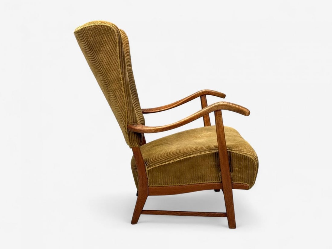 Frits Henningsen, Danish Modern, Corduroy, Wood, Lounge Chair, Denmark, 1940s - 9