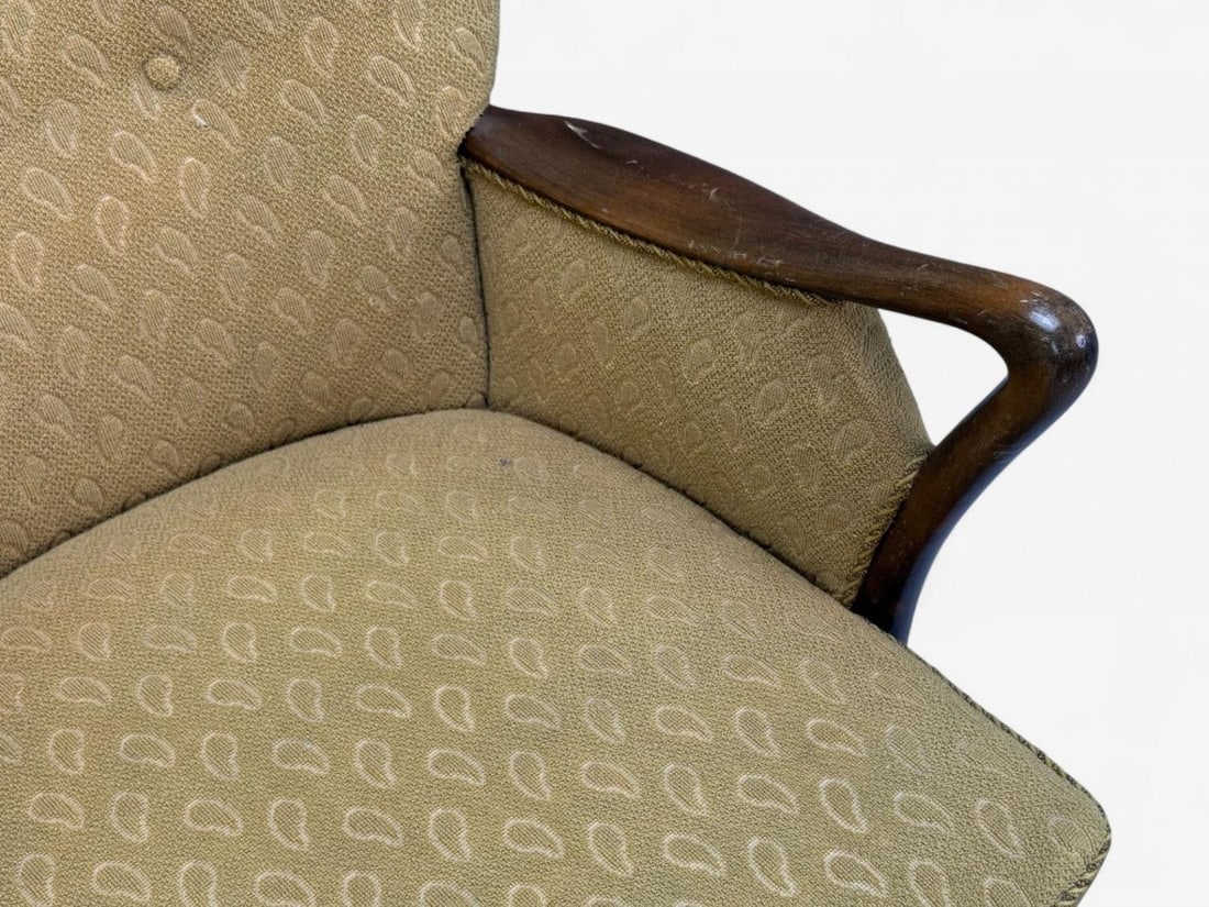 Slagelse Mobelvaerk, Fabric, Wood, Sculptural Arm Chair, Denmark, 1960s - 5