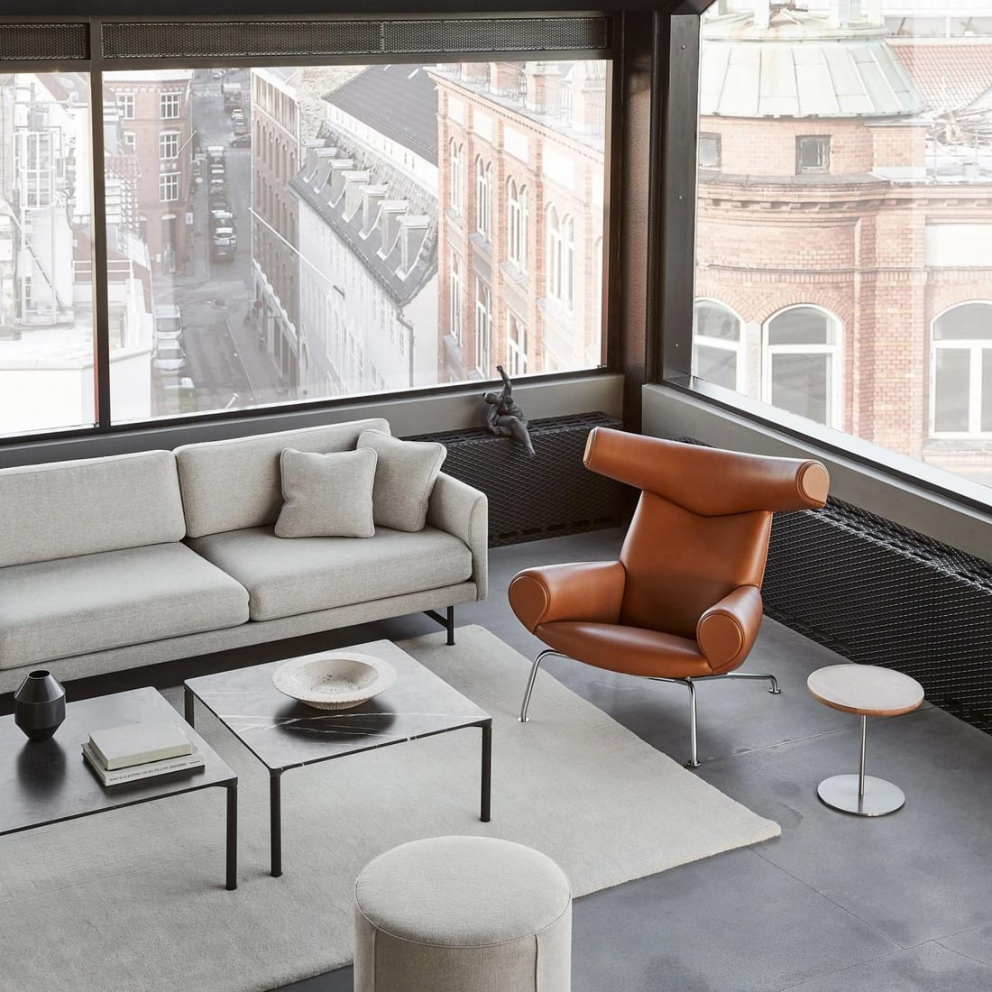 Danish Mid-Century Modern Ox Lounge Chair and Ottoman by Hans Wegner, Jørgensen - 3