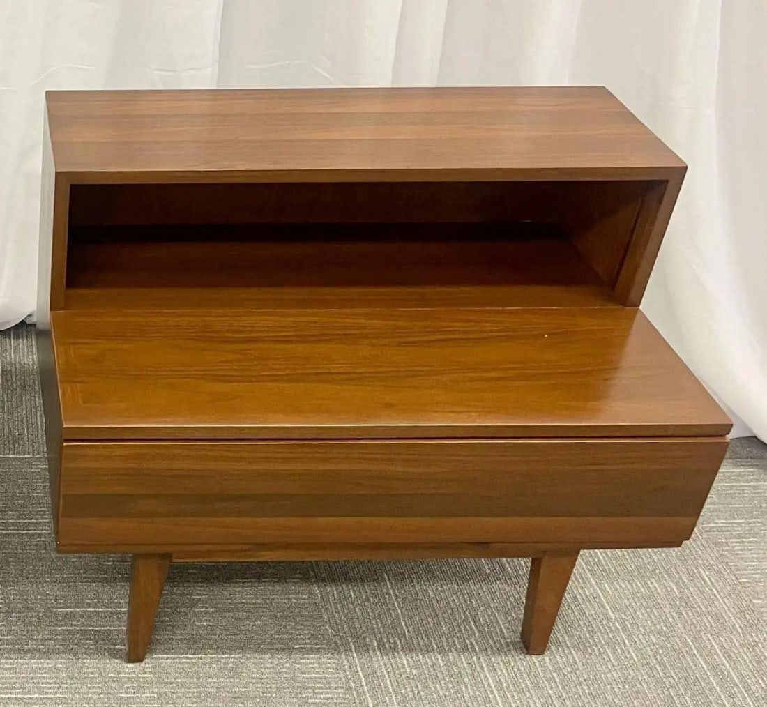 Pair Mid-Century Modern Step End Tables/Nightstands, Nakashima Style, American - 13
