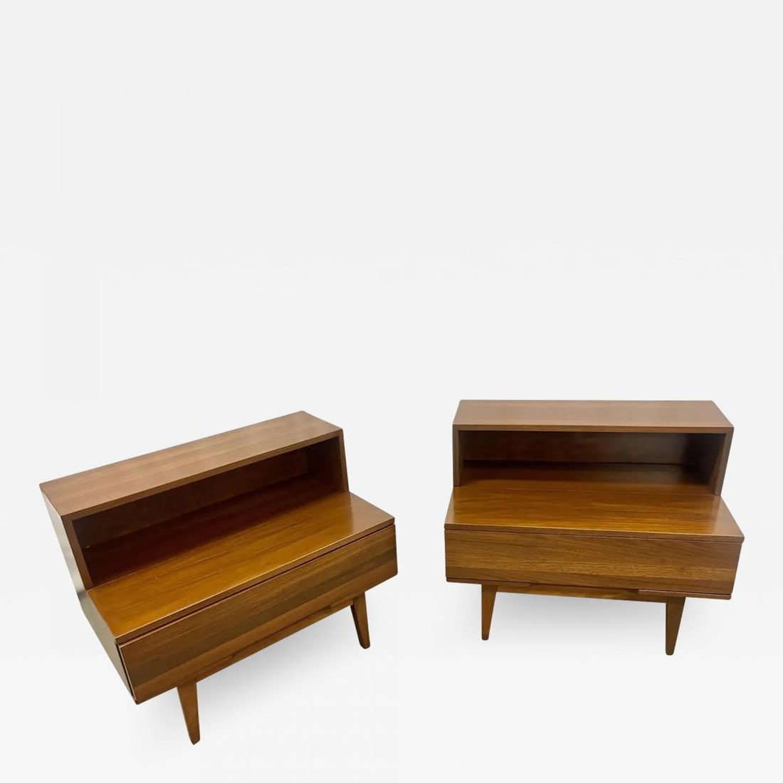 Pair Mid-Century Modern Step End Tables/Nightstands, Nakashima Style, American (1 of 13)