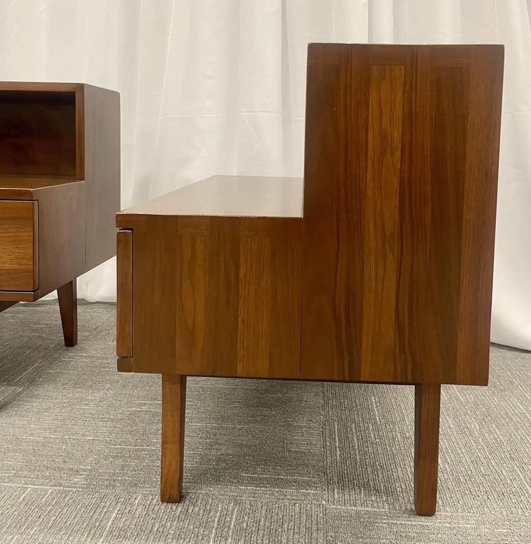 Pair Mid-Century Modern Step End Tables/Nightstands, Nakashima Style, American - 6