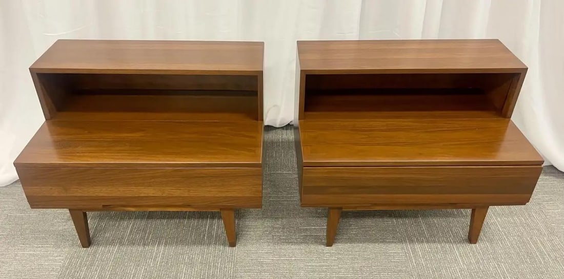 Pair Mid-Century Modern Step End Tables/Nightstands, Nakashima Style, American - 8