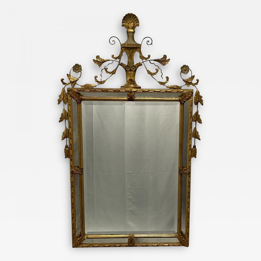 Adams Style Wall / Console / Pier Mirror, Giltwood, Floral Motif: Title: Adams Style Wall / Console / Pier Mirror, Giltwood, Floral Motif Description: Adams Style Wall / Console / Pier Mirror, Giltwood, Floral Motif Most likely Freidman Brothers. This fine decorativ
