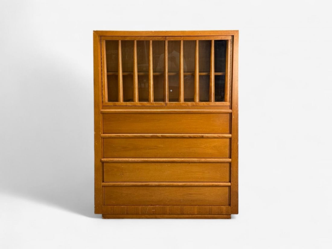 T.H. Robsjohn Gibbings, Widdicomb, Walnut, Highboy Secretary, USA, 1960s - 4