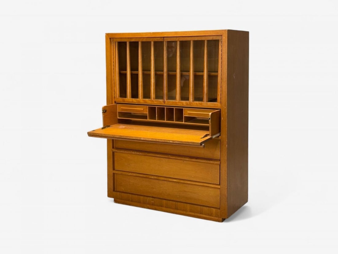 T.H. Robsjohn Gibbings, Widdicomb, Walnut, Highboy Secretary, USA, 1960s - 5