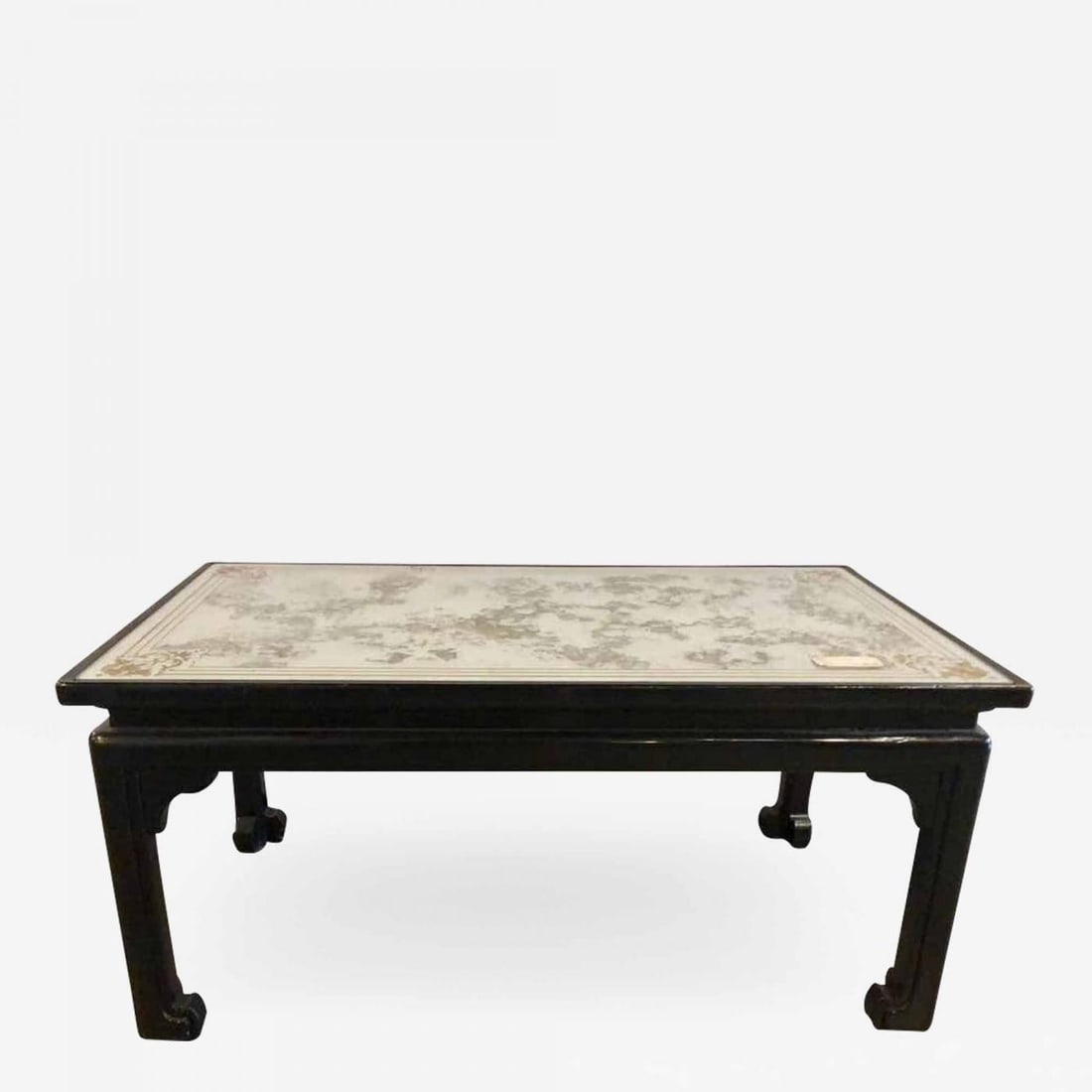 Maison Jansen Ebonized Coffee or Cocktail Table Chinoiserie Style Églomisé Glass (1 of 13)