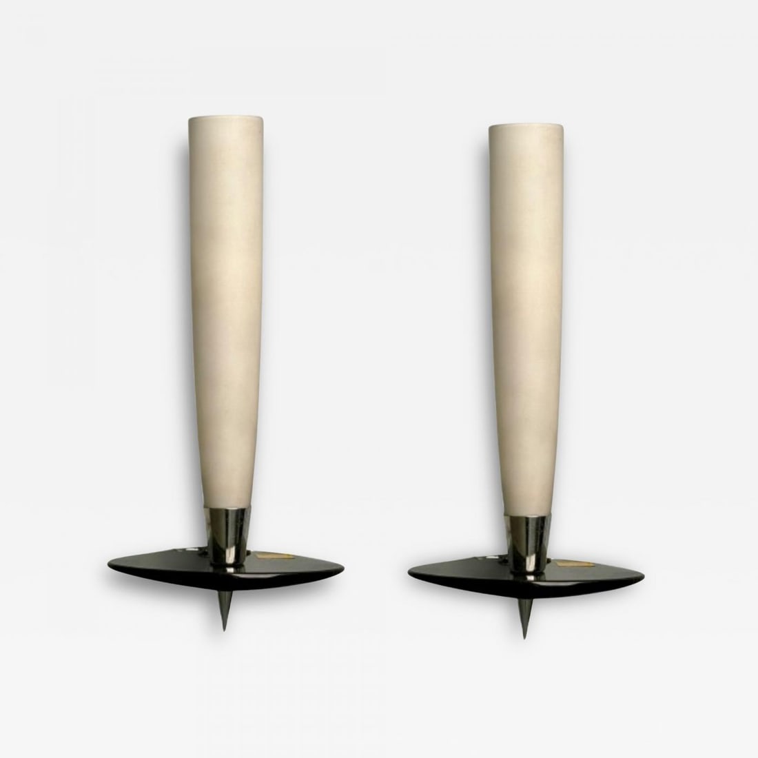 Fontana Arte Attr., Italian Mid-Century Modern, Wall Sconces, Chrome, Glass (1 of 11)