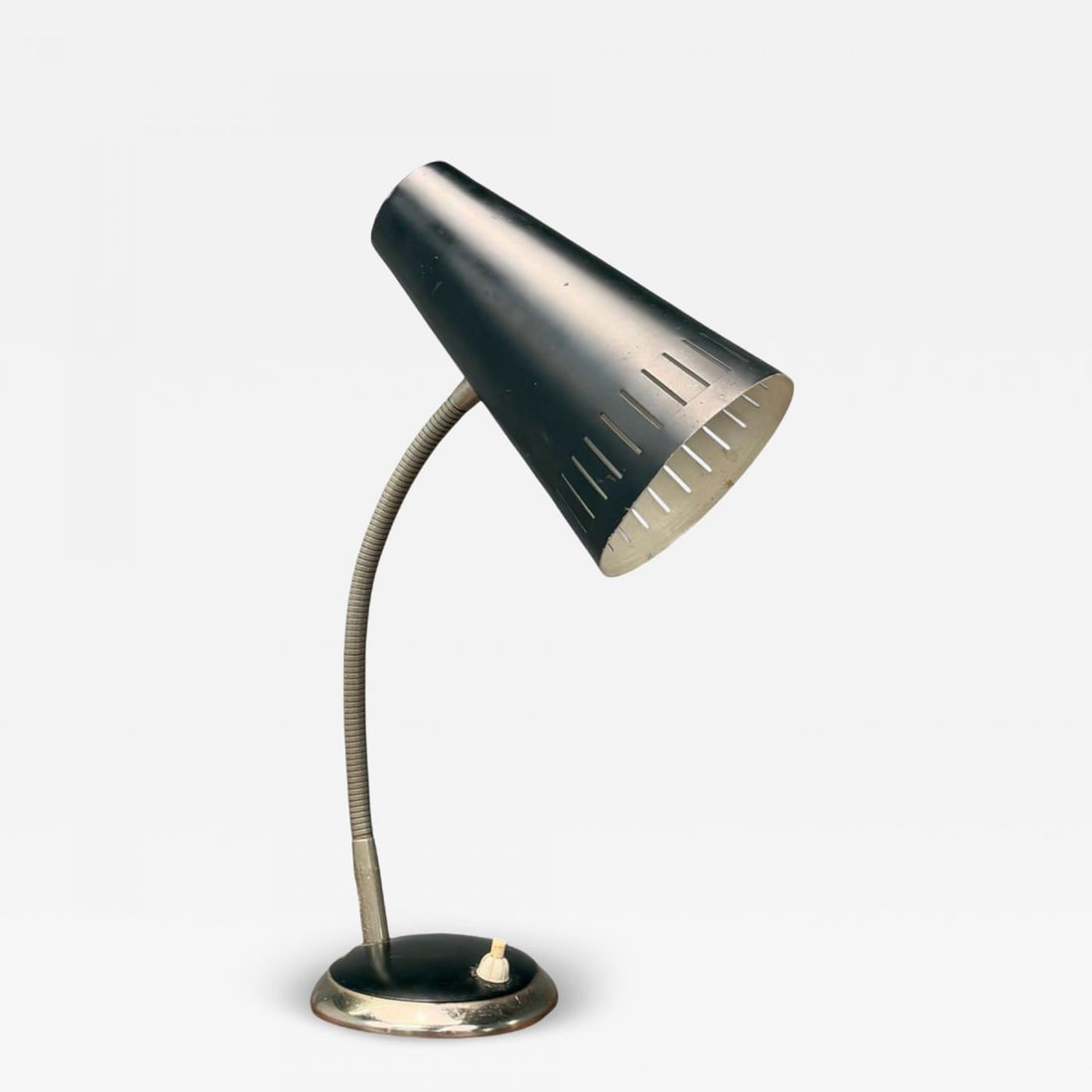 Swedish Modern, Black Lacquered Metal, Adjustable Desk Lamp, Sweden, 1950s (1 of 9)
