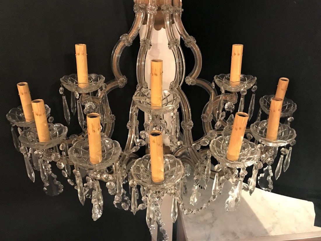 Pair of Venetian Crystal Ten Lights Wall Sconces, circa 1940 - 11