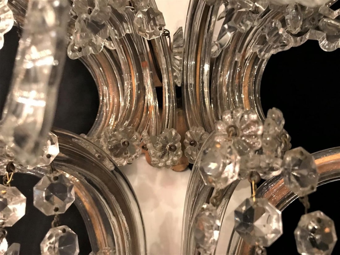 Pair of Venetian Crystal Ten Lights Wall Sconces, circa 1940 - 8