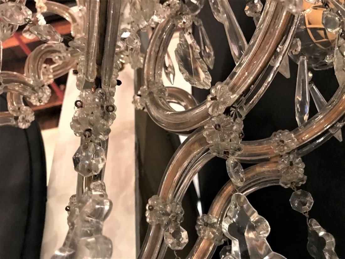 Pair of Venetian Crystal Ten Lights Wall Sconces, circa 1940 - 9