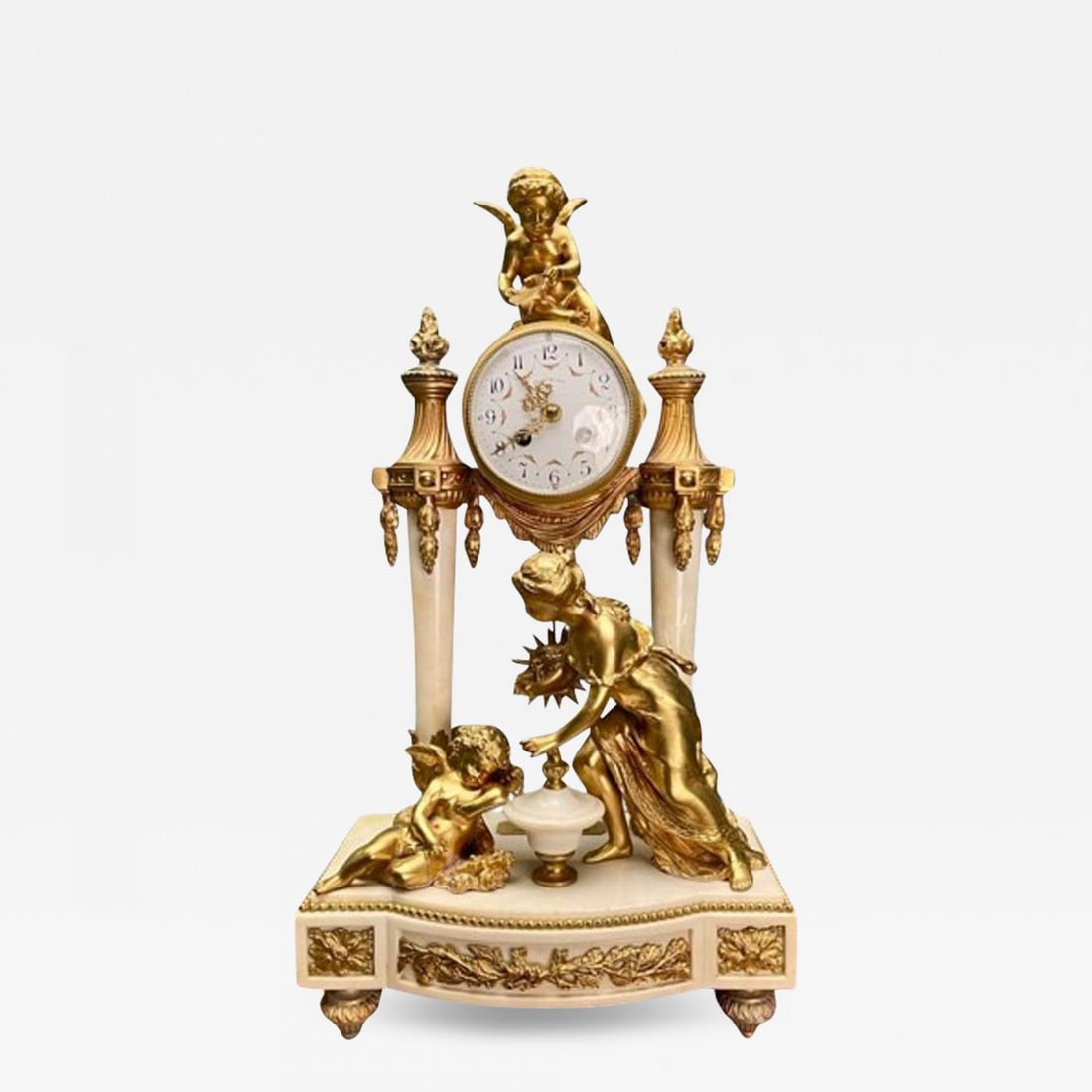 Louis XVI Style, Clock Garniture, Gilt Bronze, Marble, France, 1920s (1 of 13)