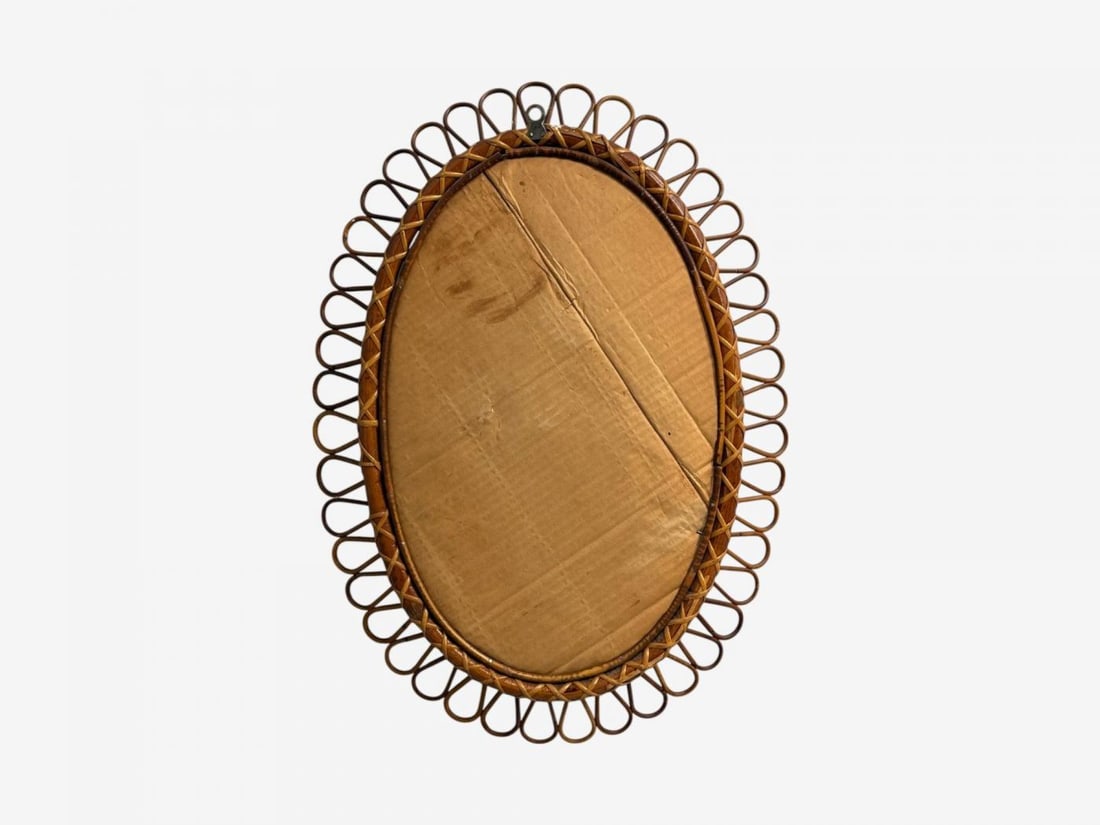 Italian Modern, Bamboo, Cane, Oval Wall Mirror, Italy, 1950s - 10