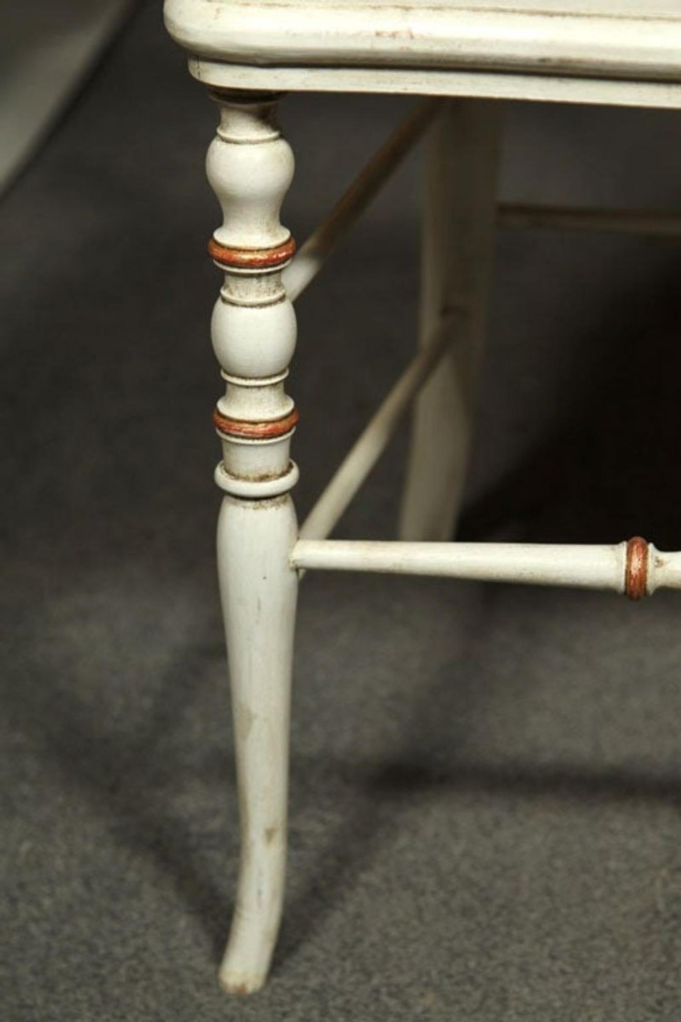 Gustavian, Dining Chairs, Spindle Back, White Paint, Giltwood, Blue Fabric - 8