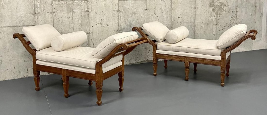 Pair of Mid Century Window Benches, Daybeds, Custom Upholstery, Pillows - 3