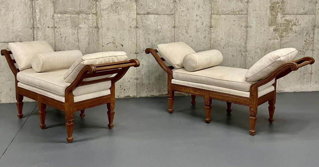 Pair of Mid Century Window Benches, Daybeds, Custom Upholstery, Pillows - 4