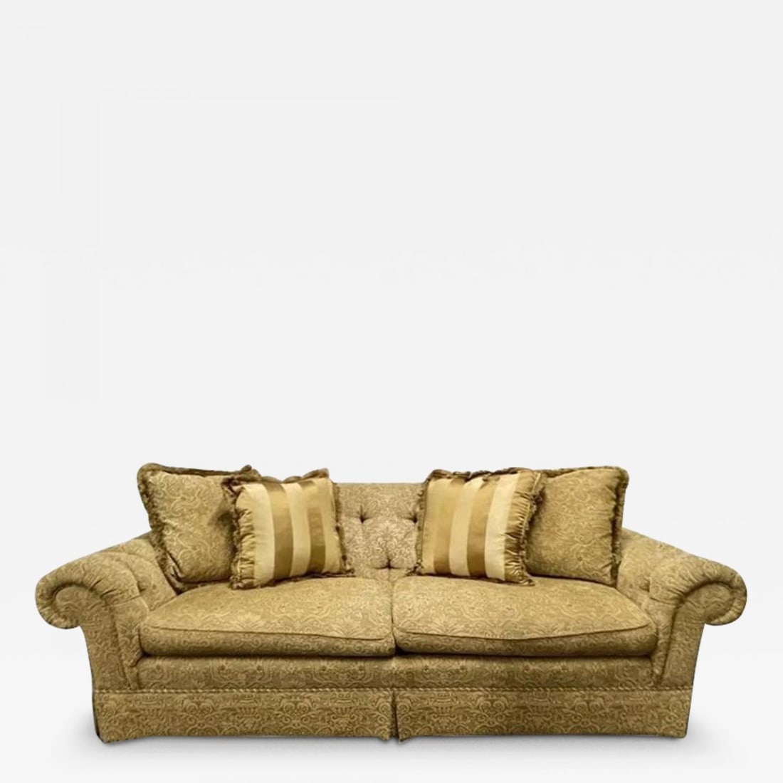 Large Traditional Custom Sofa, Beige Scalamandre Upholstery, Rolled Arms, 2000s - 2