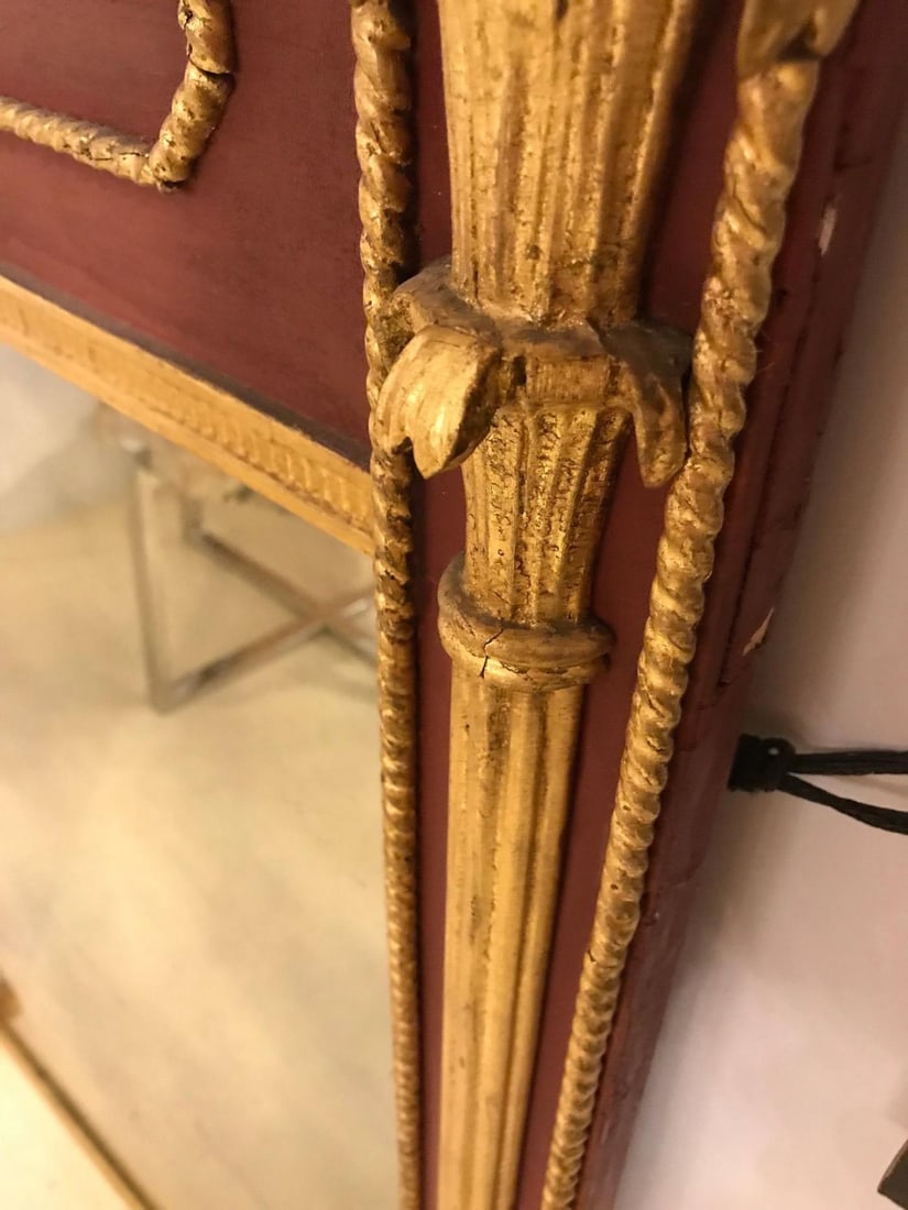 Russian Neoclassical Style Parcel Paint and Gilt Decorated Mirror - 10