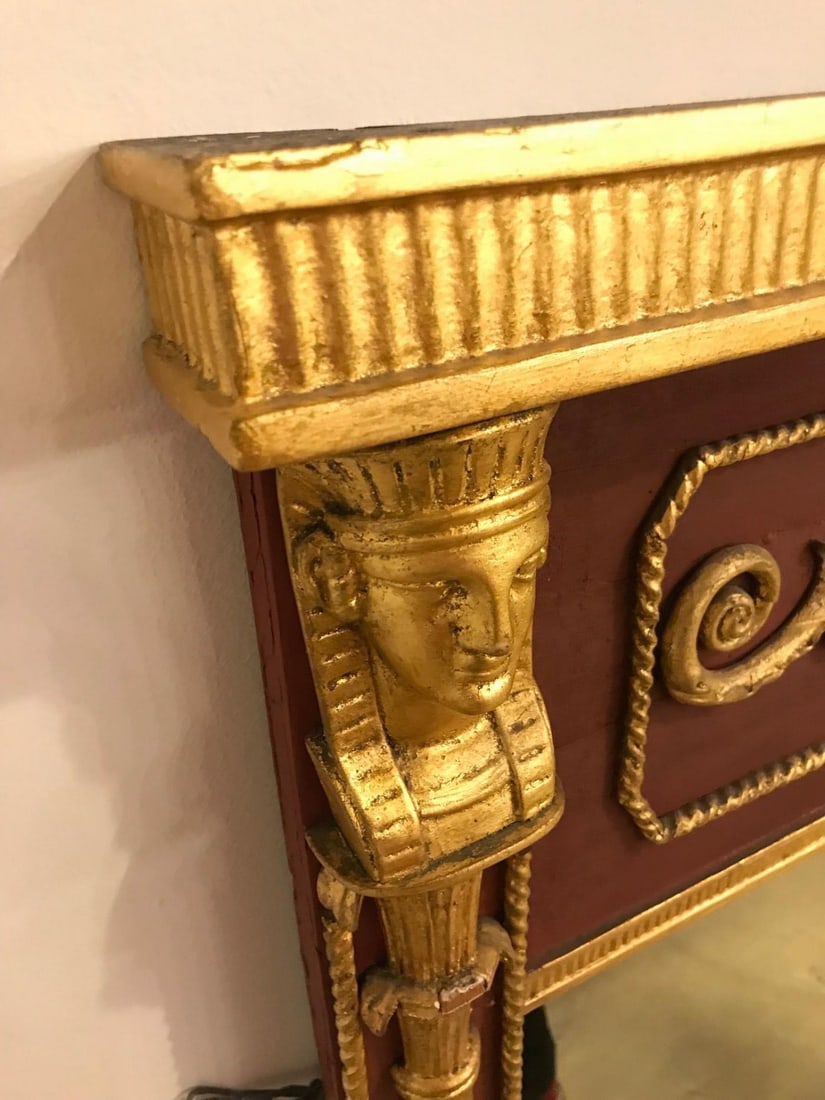 Russian Neoclassical Style Parcel Paint and Gilt Decorated Mirror - 6