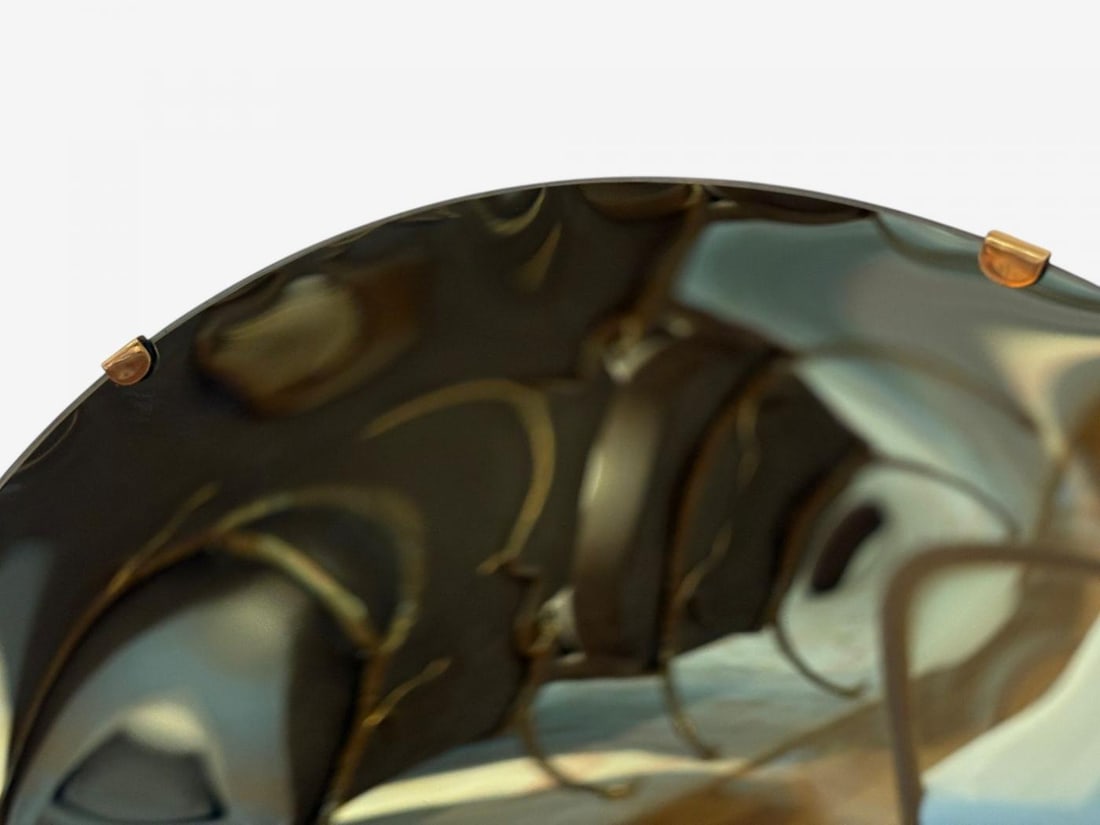 Contemporary, Concave Glass, Brass, Vintage Green Modern Space Age Wall Mirror - 6