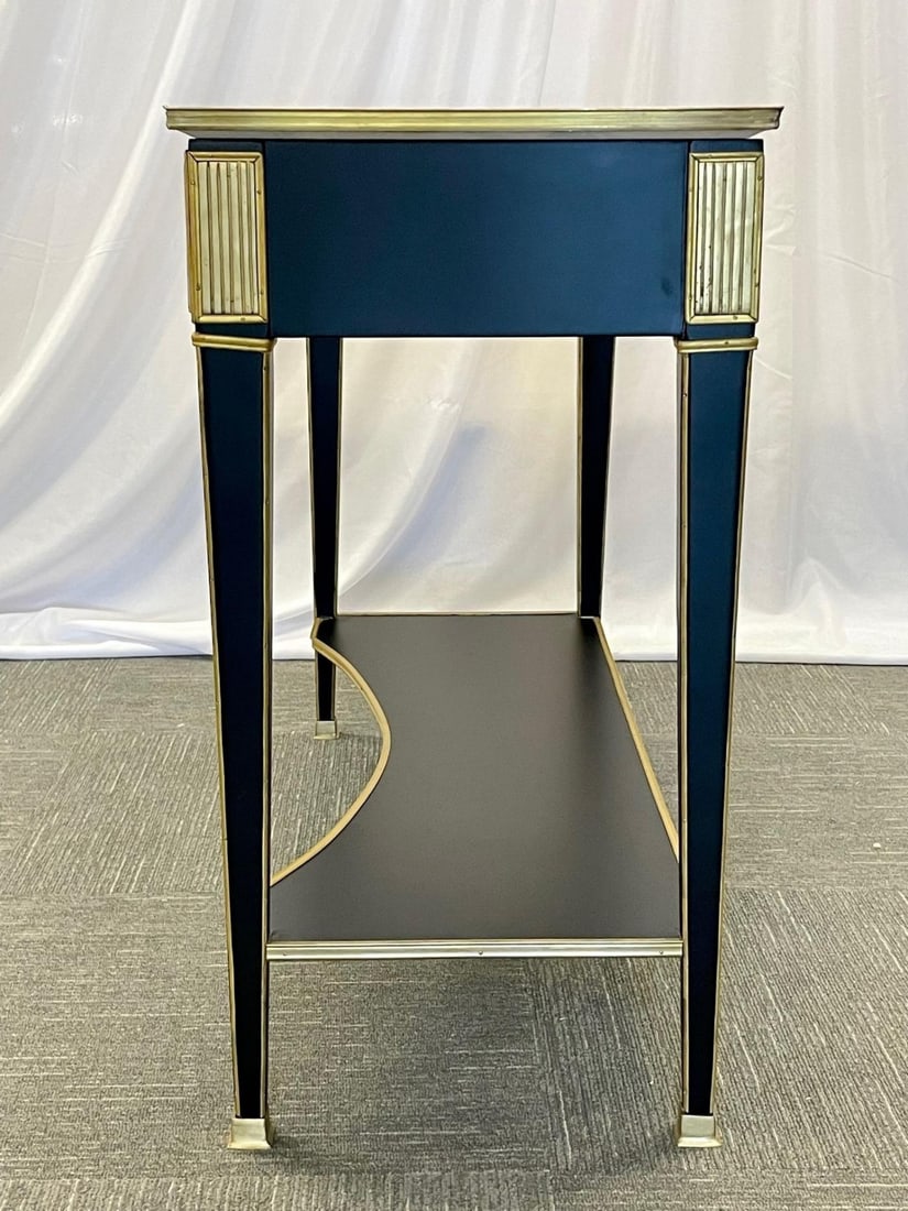 Pair of Hollywood Regency Neoclassical Ebony Console Tables, Manner Jansen - 9