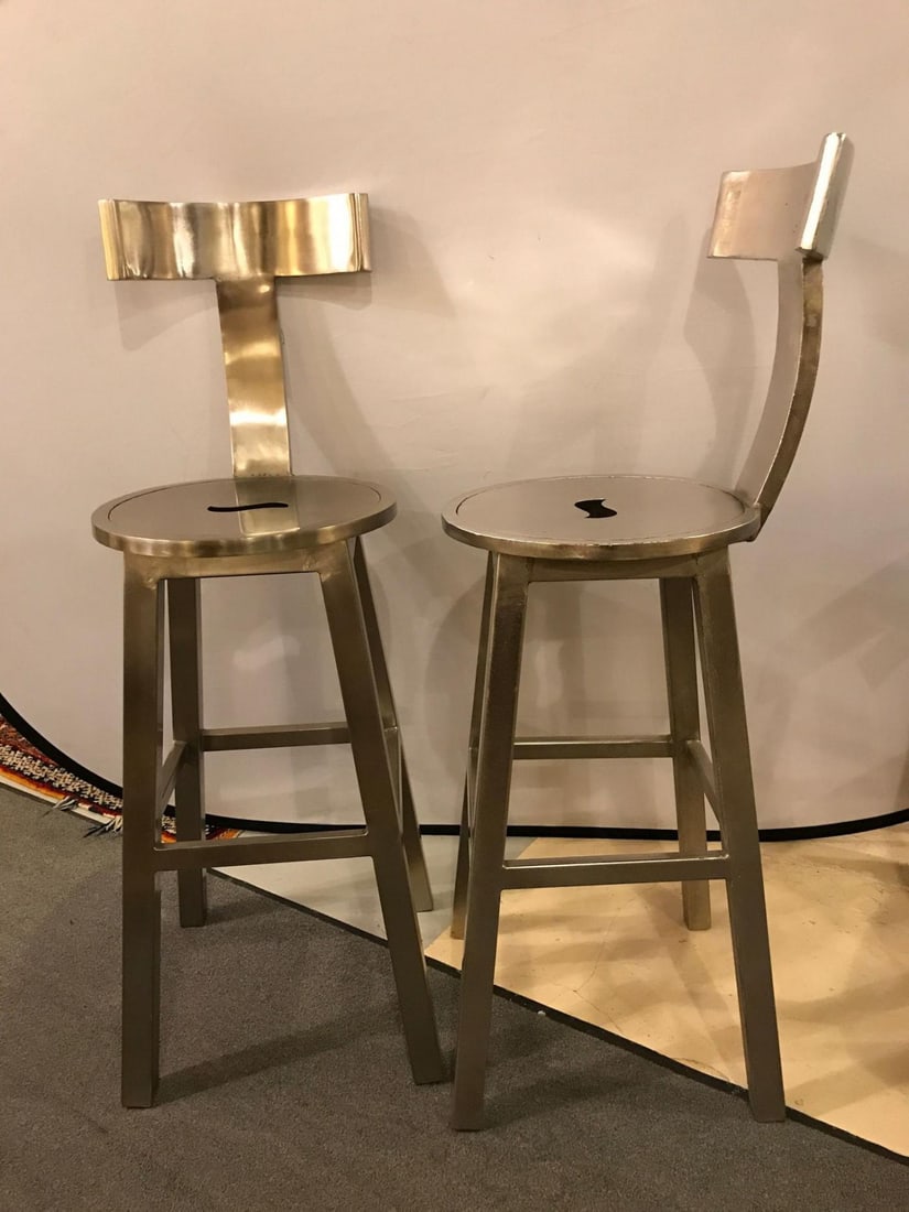 A Pair Of Deco Style Steel Bar Stool - 10