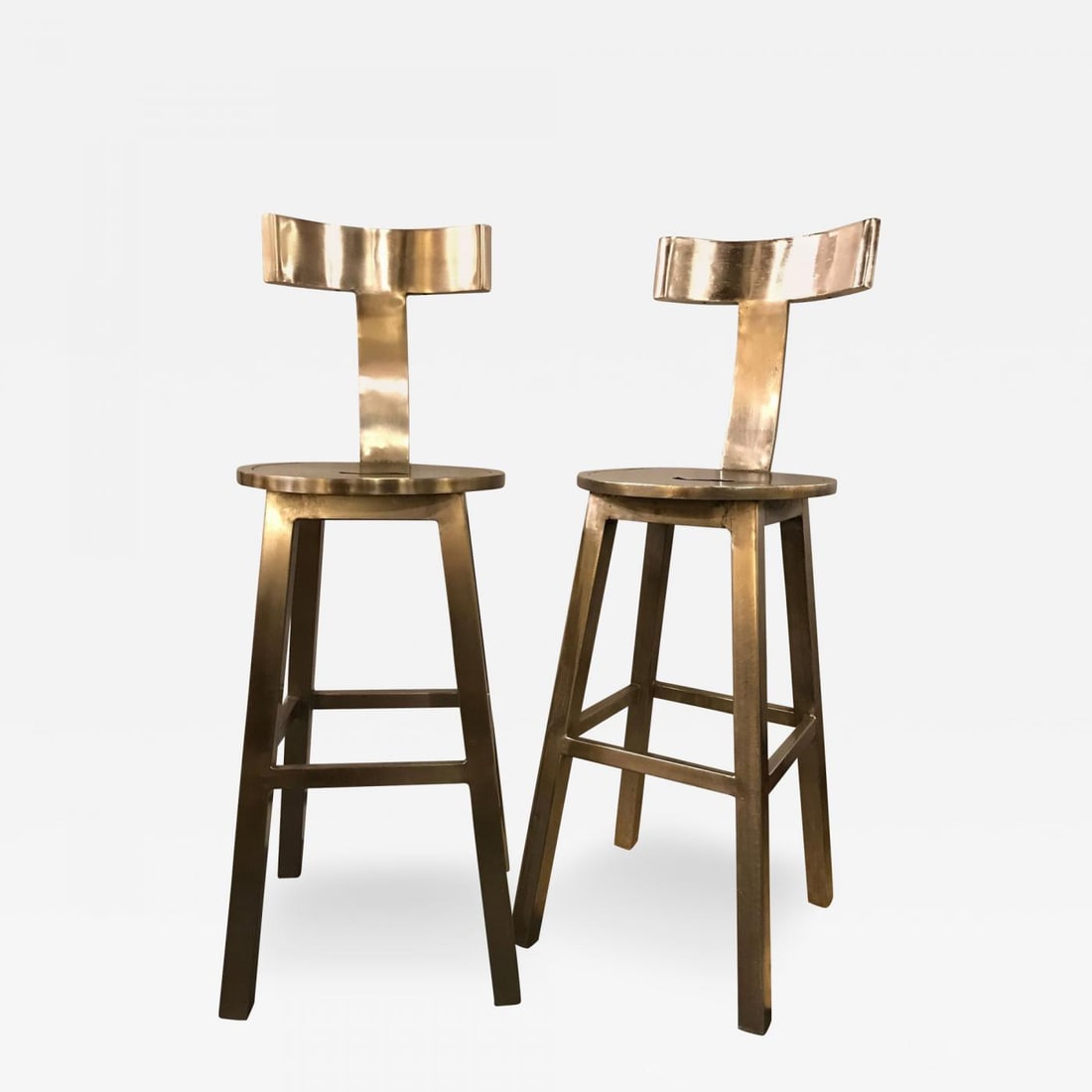 A Pair Of Deco Style Steel Bar Stool - 2