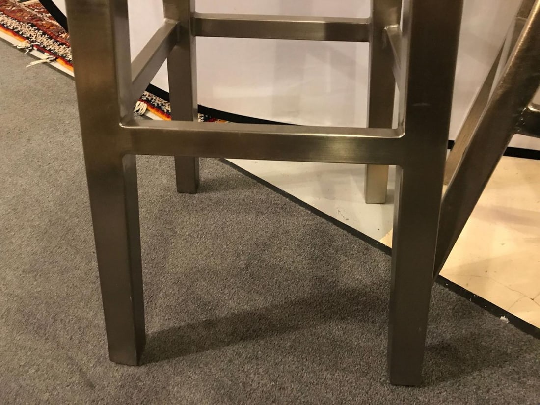 A Pair Of Deco Style Steel Bar Stool - 8