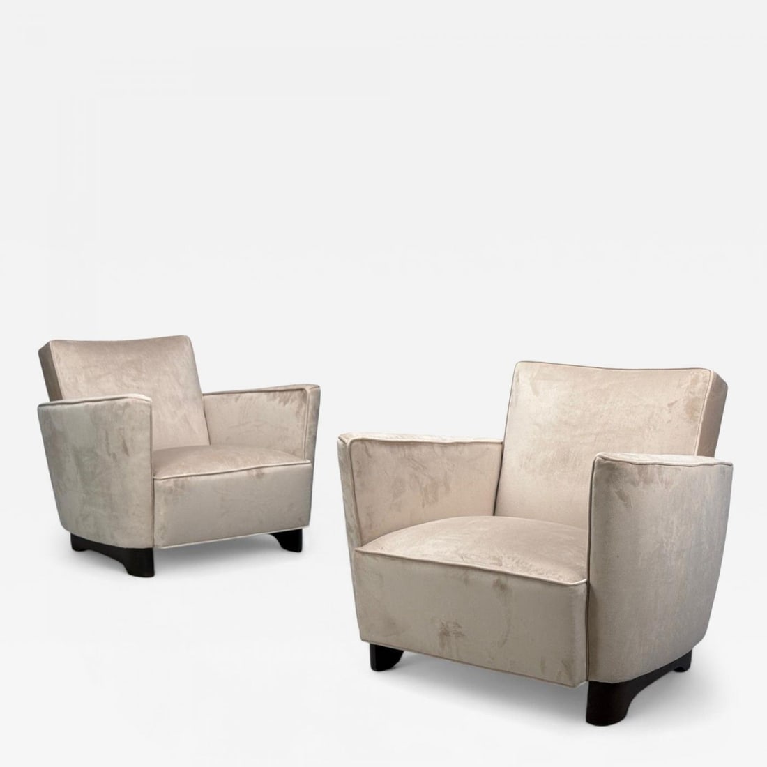 Slagelse Mobelfabrik, Beige Velvet, Beech, Lounge Chairs, Denmark, 1940s (1 of 13)