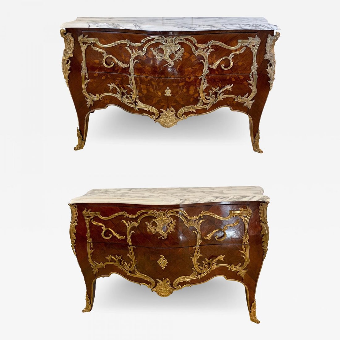 Pair 19th Century King and Queen Compatible Marble-Top Commodes or Chest (1 of 13)
