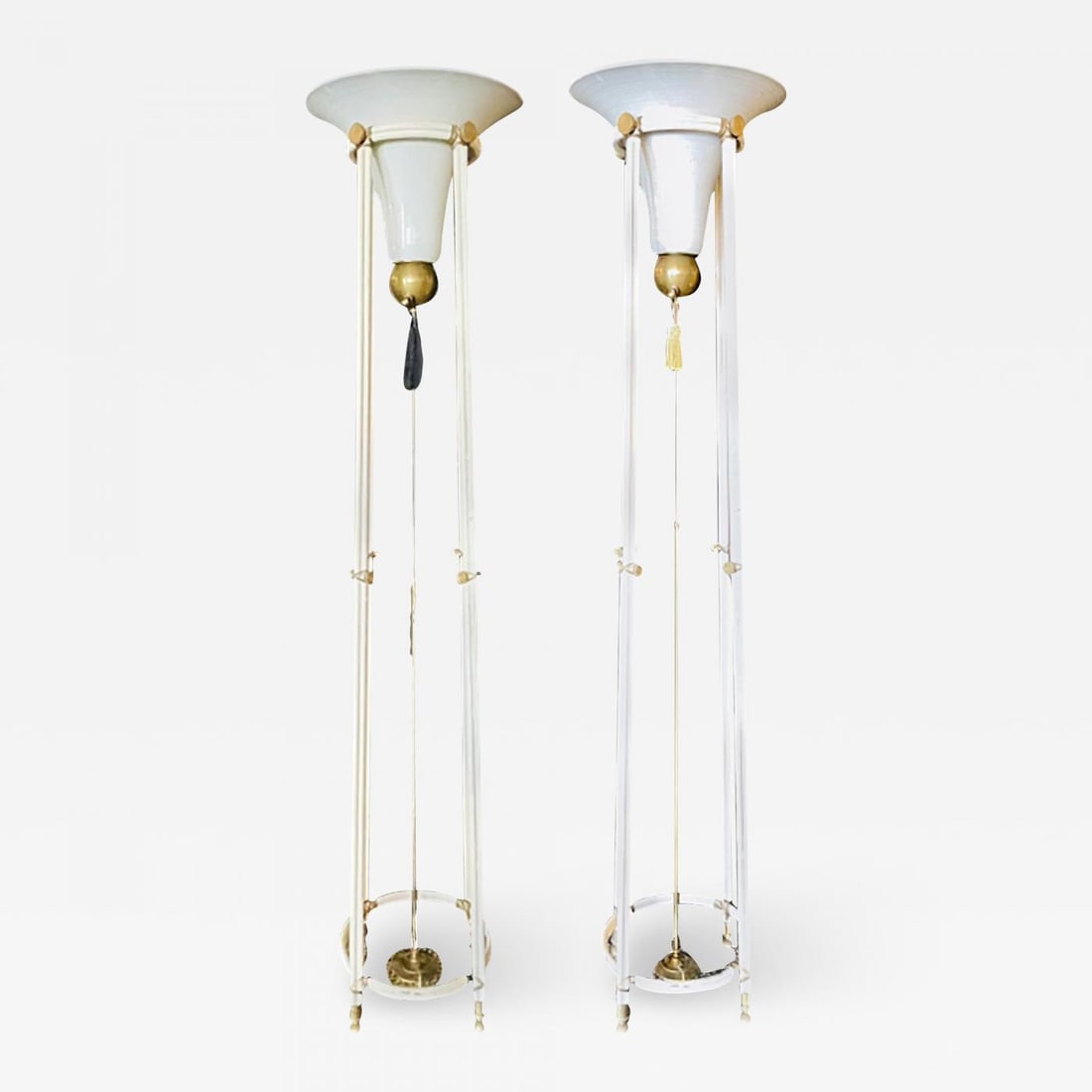 French Modern, Porcelain, Bronze, Monumental Torchiere Floor Lamps, France 1930s (1 of 13)