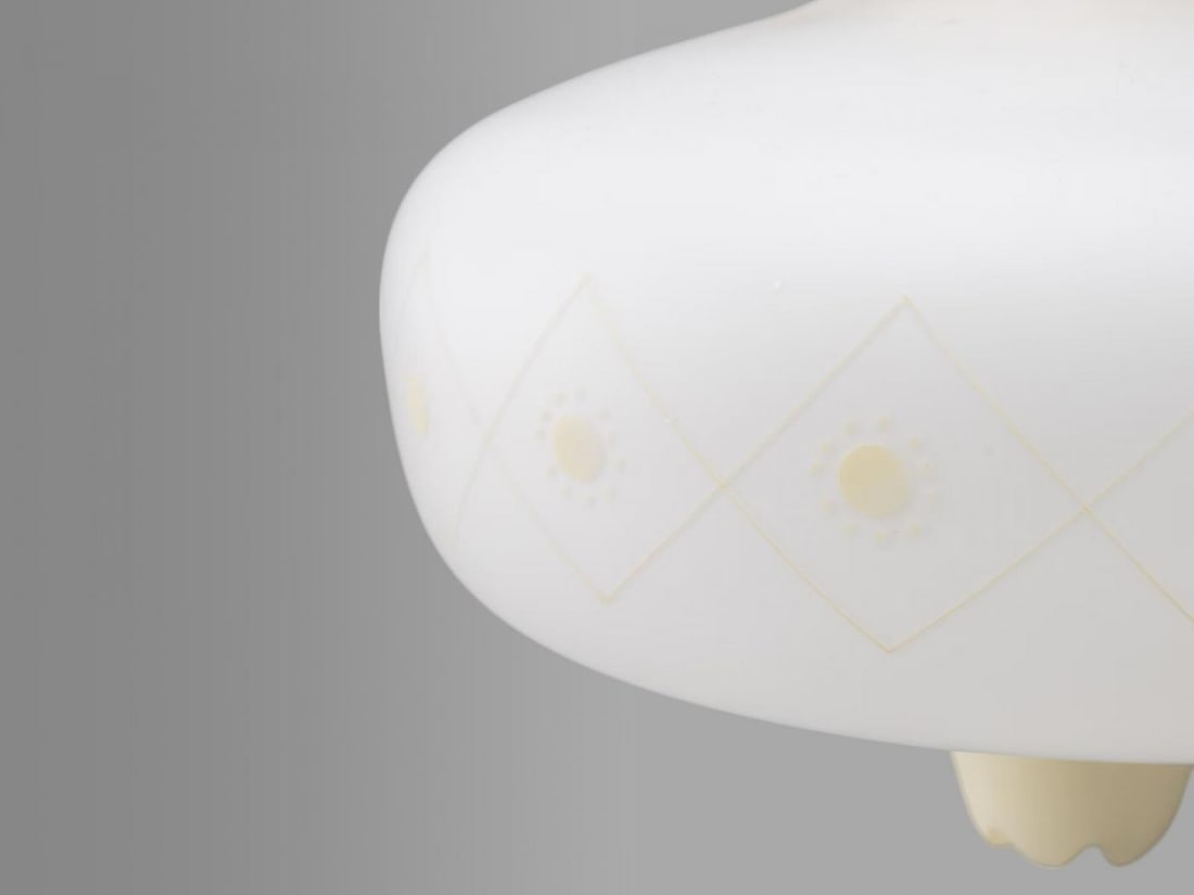 Swedish Modern, Opal Glass, Patinated Brass, Pendant Light, Sweden, 1940s - 4