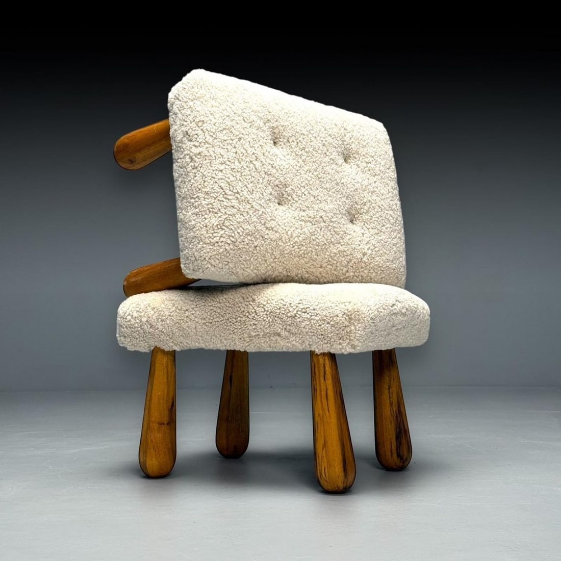 Contemporary, Danish Mid-Century Modern Style, Small Benches, Shearling, Maple - 3